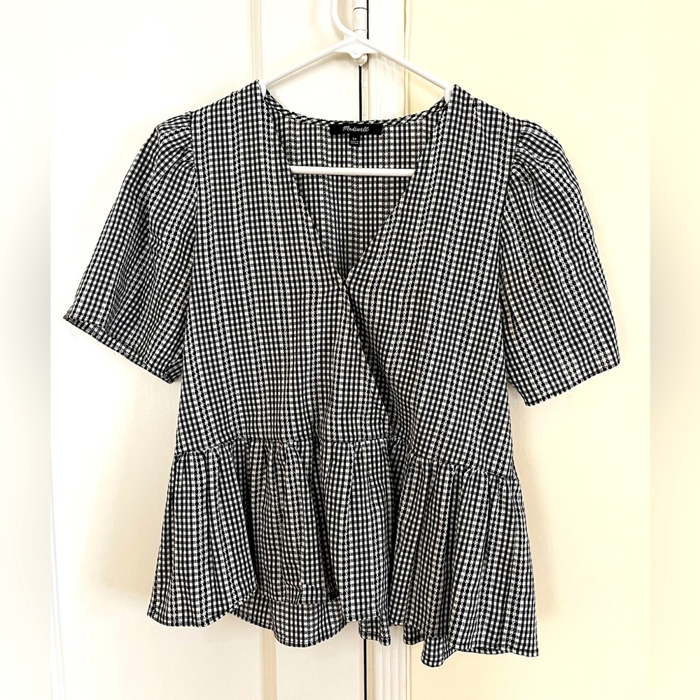 Madewell Gingham Peplum Top